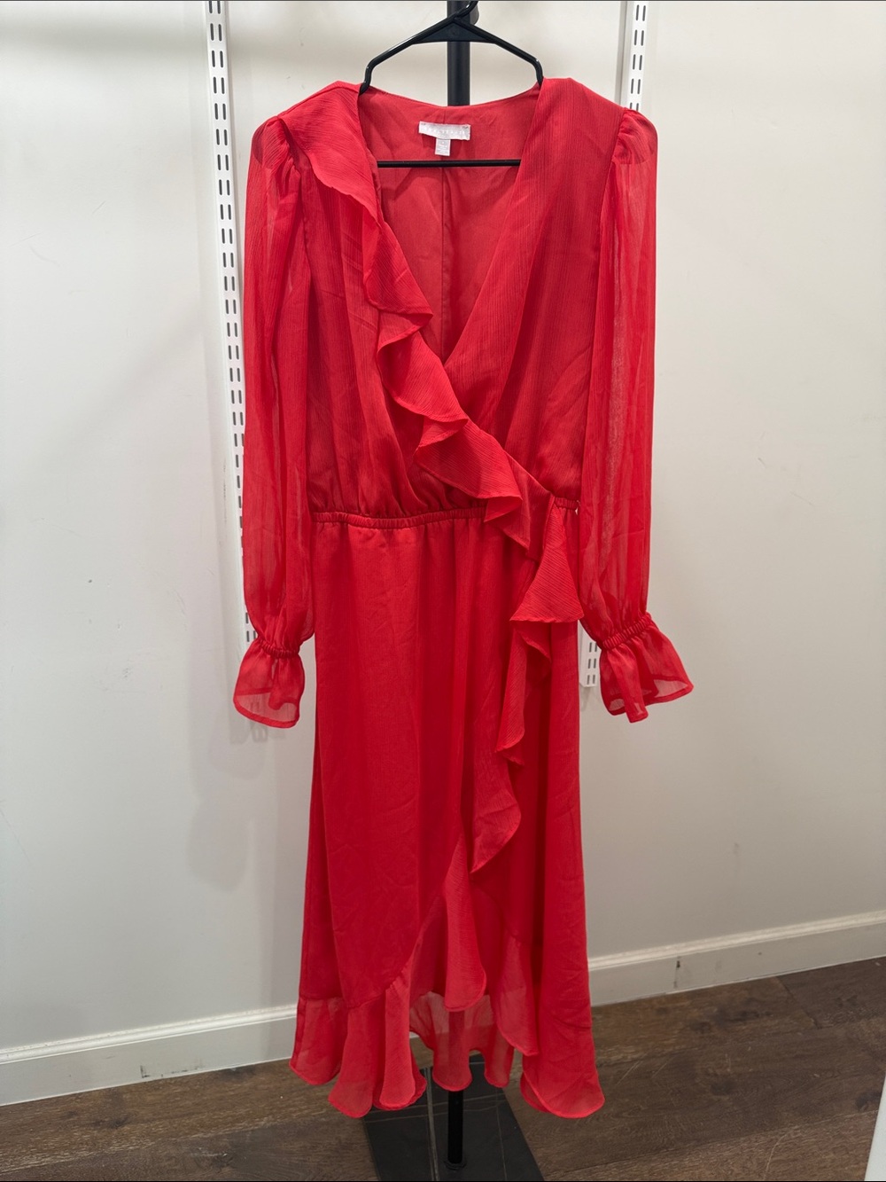 Chelsea28 Red Ruffle Wrap Midi Dress